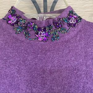 Urchin by Mark Eisen Purple Beaded Sweater SZ M